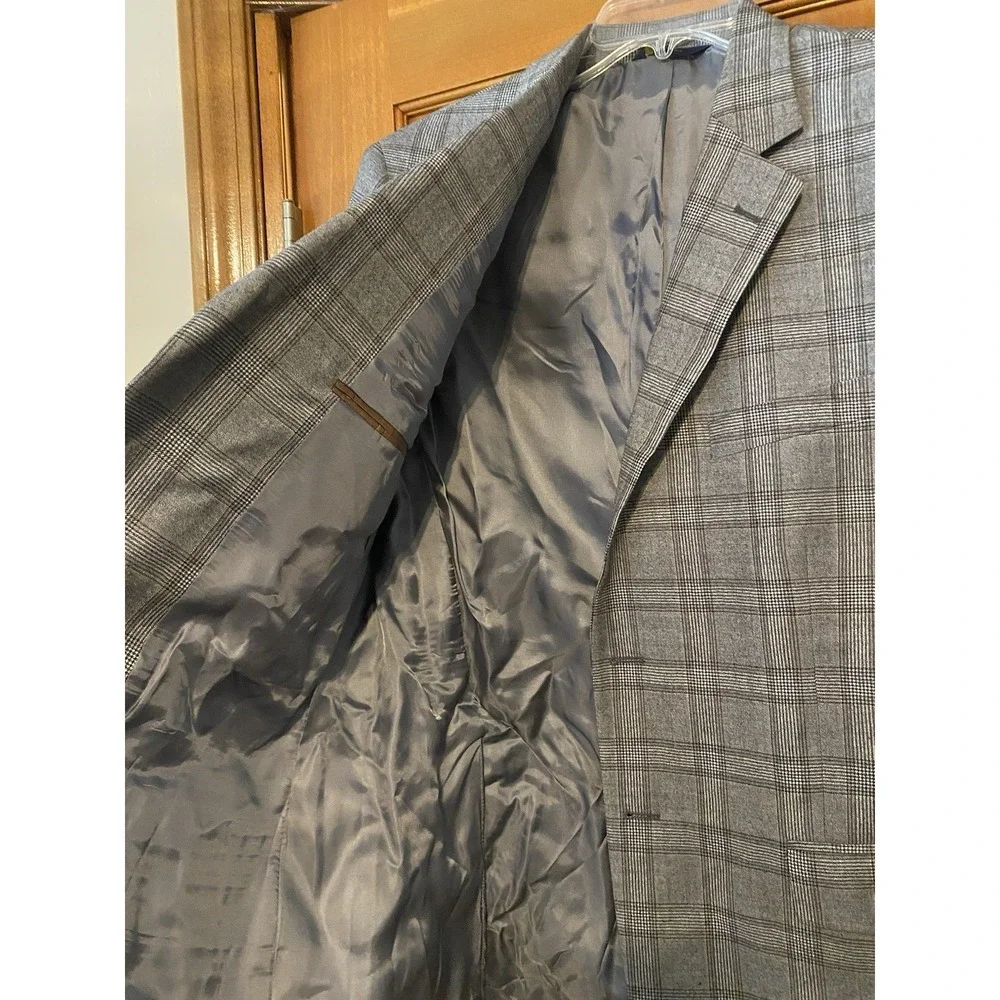 Brooks Brothers Sports Coat 42R Gray Plaid Jacket Fitzgerald 100% Wool Blazer